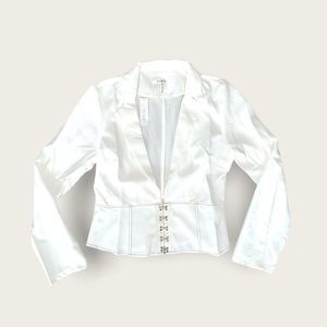 NWT Joy & Co white fitted blazer w black trim size S from Nordstrom